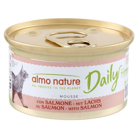 Almo Nature Daily Mousse avec Saumon. Nourriture Humide pour Chat Adulte - 24 boîtes de 85g