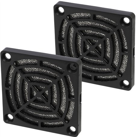 AERZETIX – C15115-2x Grilles de protection de ventilateur avec filtre poussière - 60x60mm - 45ppi - couleur Noir - ventilation o