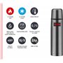 Thermos Bouteille Isotherme en Acier Inoxydable Mat de Light and Compact., Acier Inoxydable, Gris, 0,75 l
