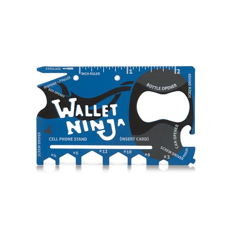 Wallet Ninja Outil multifonction 18 en 1 de la taille d'une carte de crédit pour poche (finition Soft Touch en rouge mat)