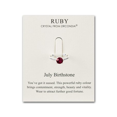 Philip Jones Bague de Naissance réglable de Juillet (Rubis) créée avec des Cristaux de Zircondia®