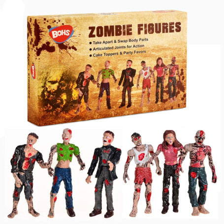 BOHS Figurines Zombie Poupées d'action Jouets - Articulé Articulé Modèle de Miniature - 4 Pouces - Lot de 6