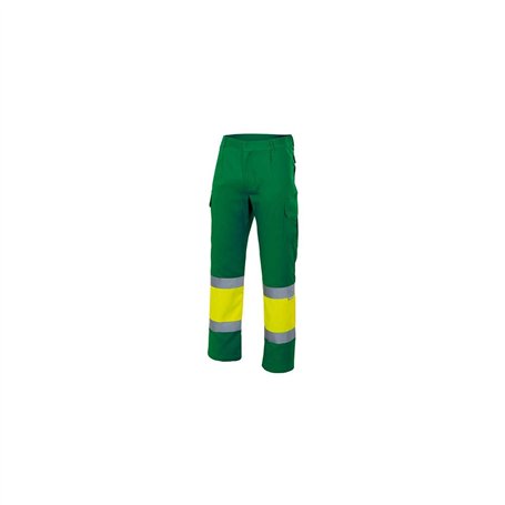 VELILLA 157 Pantalon multipoches bicolore haute visibilité Vert citron et jaune fluo Taille XL
