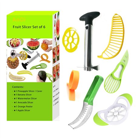Trancheuse de Fruits Multifonctions - Watermelon Slicer - Ananas Eplucheur - Coupe Avocat 3 en 1 Éplucheur Skinner - Orange-Eplu