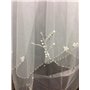 LianShi voile de mariée nuptiale multi-niveaux décorée de paillettes et perles 70CM (Blanc beige)