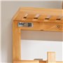 SoBuy FHK06-N Étagère Porte-Serviette Porte-Manteau Mural Penderie Patère Murale en Bambou avec Étagère et 6 Crochets - L90 x P1