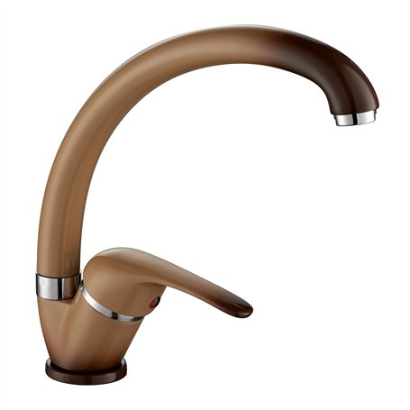 ambrosiana SEI1406CAN Robinet Mitigeur évier Cuisine/Buanderie avec Canne Haute Série Six Laiton Couleur Terre de France avec Aé