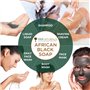 PraNaturals Savon Noir Africain Bio 100% Biologique 3x 200g, de source éthique et fabriqué à la main au Ghana, pour tous les typ
