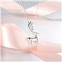 Pendentif Collier pour Femmes Fille Dame Adolescent Bijoux en Argent Sterling 3D Rennes Cerf Meilleur Cadeau pour Vous et Ami