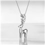 Pendentif Collier pour Femmes Fille Dame Adolescent Bijoux en Argent Sterling 3D Rennes Cerf Meilleur Cadeau pour Vous et Ami