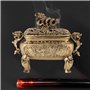 Walfront Brûleur d'encens en cuivre bronze antique avec couvercle Décoration de la maison