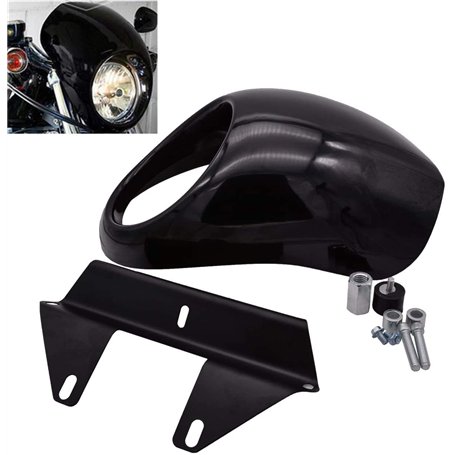 Coque de phare avant KaTur - Kit de support de pare-soleil pour projecteur à fourche - Pour les Harley Sportster Cafe Drag Dyna
