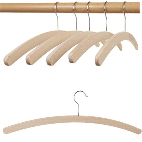 HAGSPIEL Lot de 30 cintres en bois de hêtre brut - 42 cm de long - Très peu encombrants - Respectueux de l'environnement - Fabri