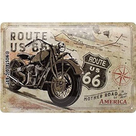 Nostalgic-Art Plaque vintage Route 66 – Bike Map – Idée de cadeau pour les fans de moto