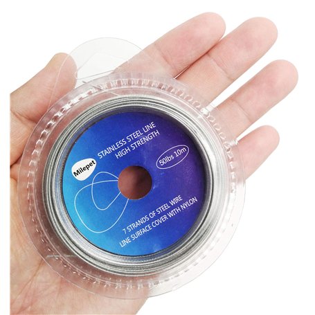 Ligne de pêche en acier inoxydable revêtement en vinyle - 10 mètres