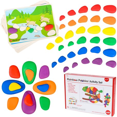 EDX Education 13206 Rainbow Pebbles Activity Set - Sorting and Stacking - Construction - Early Math Activity