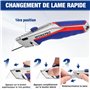 WORKPRO Cutter Professionnel en Alliage de Zinc avec Mécanisme de Changement Rapide, 4 Positions Réglables, Lames Trapèzes Réser