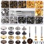 120pcs Bouton Pression Fixations Snap Fasteners Fermoirs à Bouton-pression en Cuivre Bronze pour Sac à Main de Portefeuille en C