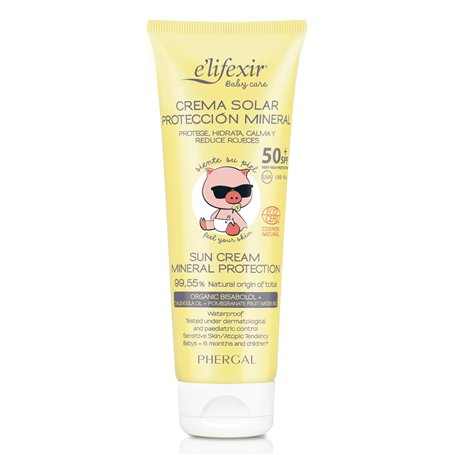 Elifexir Baby Care - Crème Solaire Minérale Enfants - Protection Solaire UVA/UVB/IR-A SPF 50+ - Filtres 100% Minéraux - 99% Ingr