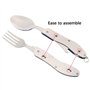 QitinDasen 2Pcs Prime 4 en 1 Couverts Pliant, Couverts Camping en Acier Inoxydable, Couverts Multifonction Pliant Couteau Fourch