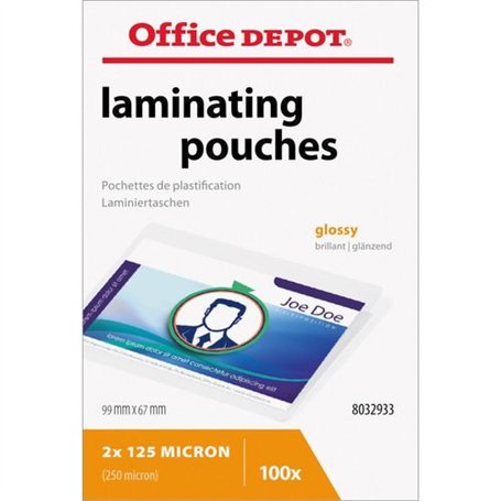 Office Depot Pochettes de plastification brillant 250 microns Format badge
