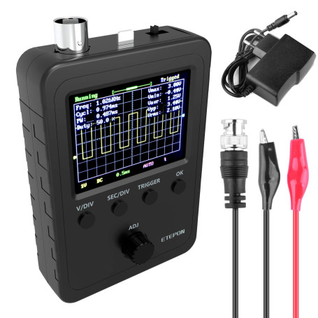 ETEPON Digital Oscilloscope Kit Shell 2.4” TFT with BNC-Clip Cable Probe (Assembled Finished Machine) (EM001)