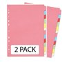 Lot de 2 intercalaires perforés en carton manille 12 parties A4 assorties Rose