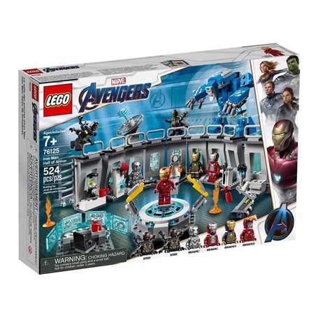 LEGO Marvel Avengers Iron Man Hall of Armor 76125 Kit de Construction Tony Stark Iron Man Costume Figurines (524 pièces)