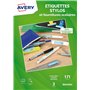Avery J8110-3 Lot de 171 Etiquettes imprimables pour stylos/fournitures scolaires