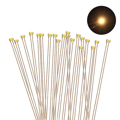 Evemodel C0402WM Lot de 20 ampoules LED SMD Blanc chaud 0402 + fil en cuivre 20 cm