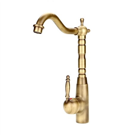 Mélangeur de robinet de tuyau d'eau froide chaude Antique rétro en laiton massif évier robinet mitigeur avec trou unique une poi