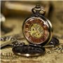 TREEWETO Montre de Poche mécanique Antique pour Homme et Femme, boîtier en Bronze, Train à Vapeur, Chemin de Fer, Chiffres Romai