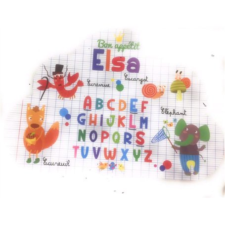 AUTRES Lire et dire - Set de Table prénom Forme Nuage- Elsa- (Recto & Verso) - Bon appétit - Dessins Animaux - 29x41 cm