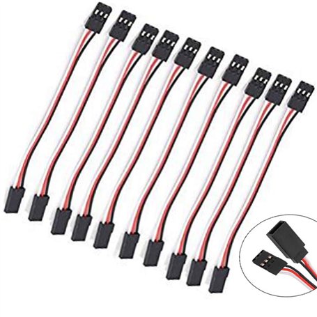 Lot de 10 rallonges de servo à 3 broches de 50 cm avec câble de 50 cm pour pièces de connexion servo RC Futaba JR