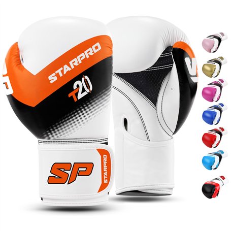 Starpro T20 Gants de Boxe en Cuir Synthétique. Gants de Formation Professionnelle en Muay Thaï