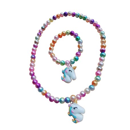 Lovely H Stone Parure de bijoux licorne pour enfants