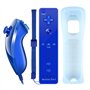 COOLEAD 2 en 1 Motion Plus Remote Game Controller et Nunchuk Controller pour Wii et Wii U avec étui en silicone et dragonne bleu