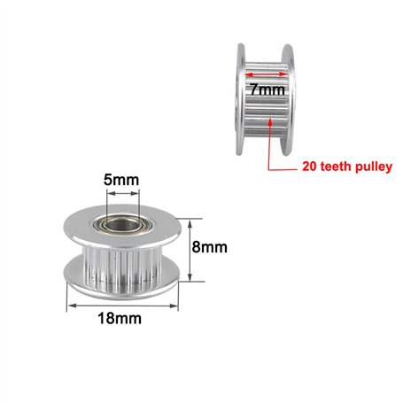 Lot De 20 Poulies GT2 En Aluminium - 10 Poulies Dentées + 10 Galets Lisses - Pour Courroie 6mm (Alésage 5mm) - 9