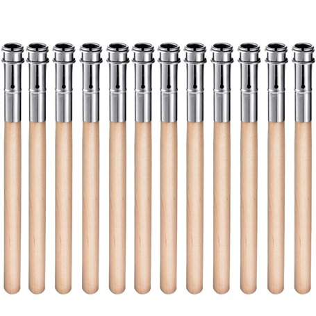 12 Pièces Extendeurs de Crayon en Bois Allongeur de Crayon d'Art Extension de Crayon avec Poignée en Aluminium pour Fournitures