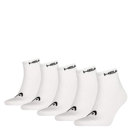 HEAD 5 Pairs Unisex Quarter Sport Socks White 2.5-5 (35-38)