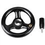 Jadeshay Roue à main - Poignée de volant rond noir à 3 rayons Roue à main en plastique avec poignée tournante pour la fraiseuse