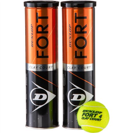 Dunlop Fort Clay Court Lot de 2 boîtes de 4 balles de Tennis pour Terrain de Sable