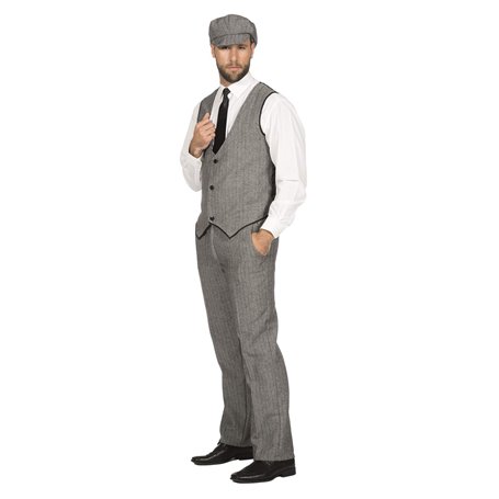 WILBERS & WILBERS Costume Peaky Blinders des années 20 noir et blanc pantalon long gilet casquette plate The Roaring Twenties 20