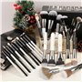 DUcare Pinceaux Maquillages Professionnel Kit de 31pcs Elegante Cuir PU Pochette Synthétiques Premium Pinceaux (Noir Blanc)