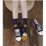Chaussettes Femme Fantaisie Coton Motif à Animaux Chat Chien Aliments Peinture Mignon Drôle Chaussette Doux pour Filles, EU 35-4