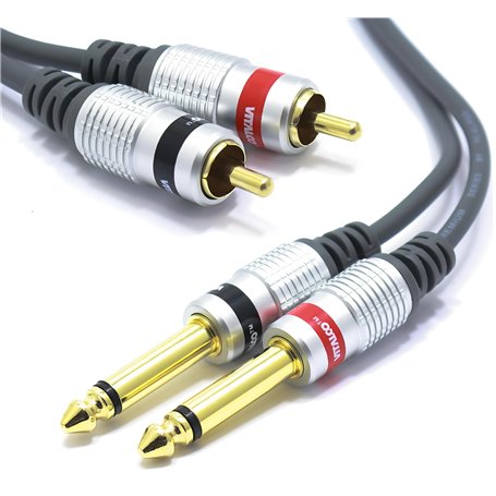 VITALCO Jack 6.35mm vers RCA Câble 7.5m Double Cinch Mâle vers 2X Jack 6.35 Connecteur Adaptateur