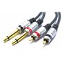 VITALCO Jack 6.35mm vers RCA Câble 7.5m Double Cinch Mâle vers 2X Jack 6.35 Connecteur Adaptateur