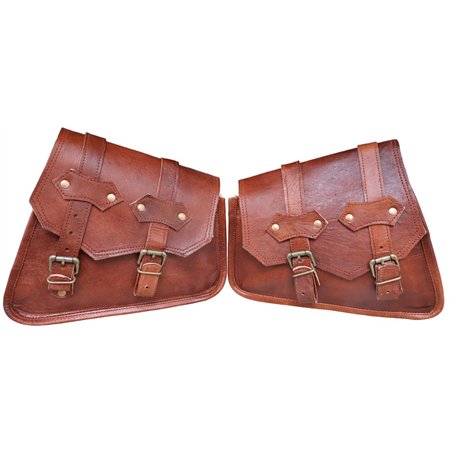 american blue Sacoches de Selle en Cuir Marron Sacoche de Selle Sacoche arrière 2 Poches Sac à Outils pour vélo et Moto