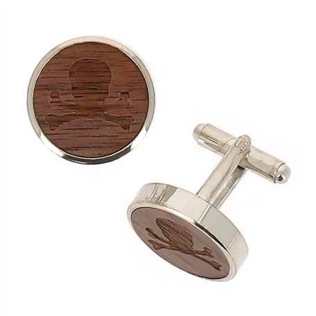 SHIPITNOW Boutons de Manchette Bois foncé Tête de Mort - Boutons de Manchette Homme en Bois - Vendu par Paire