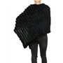 Miss Rouge poncho en fourrure lapin,tricote (Noir)